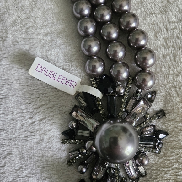 Baublebar black and silver beaded necklace with flowers - Picture 3 of 3